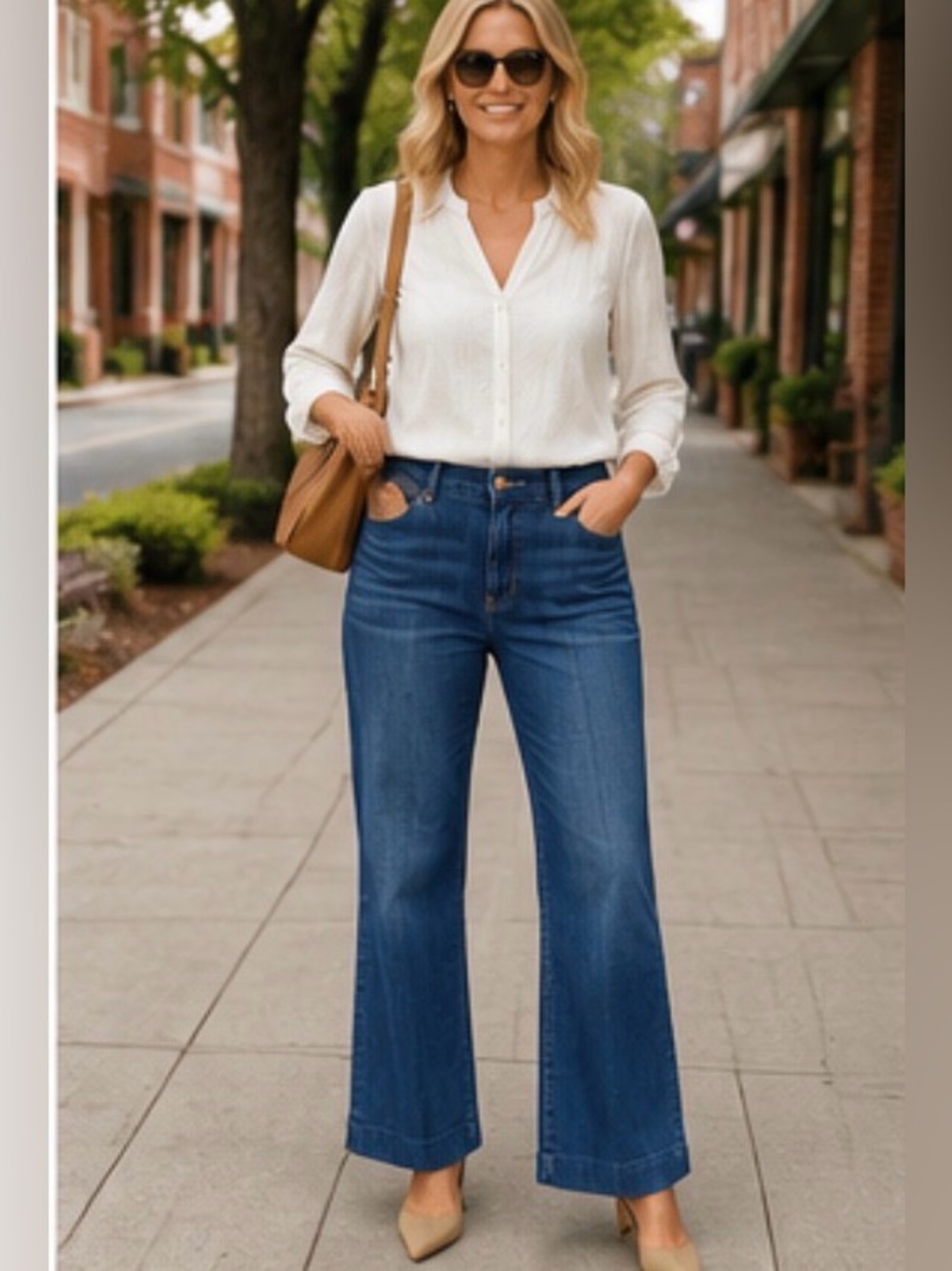Chico’s Platinum Trouser 0.5 Regular Wide Leg Flare Jeans Stretch Denim